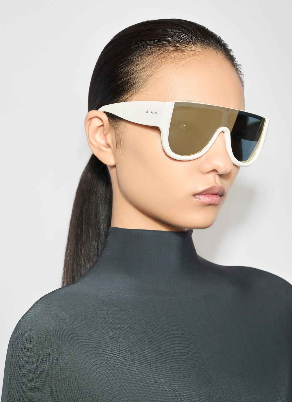 MASK SUNGLASSES ALAÏA WHITE/GOLD MASK SUNGLASSES